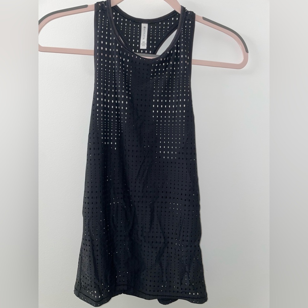 Athleta razorback high neck black workout tank - xs